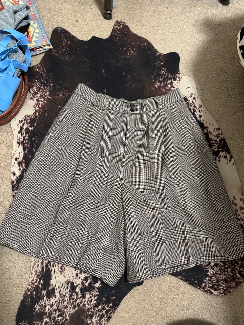 Vintage Donnie Brooke High-Waisted Glen Plaid Wide Shorts